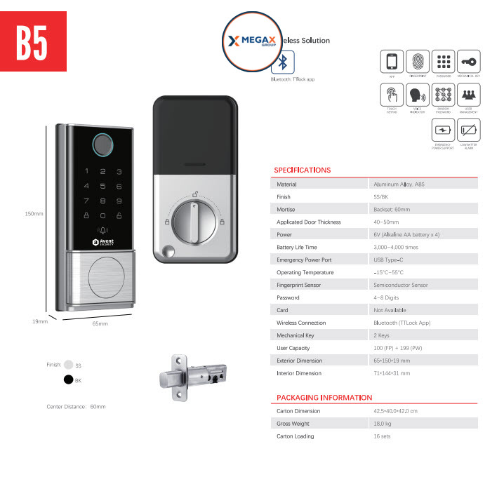 Avent B5-BK (TTLock) - Hình ảnh 2